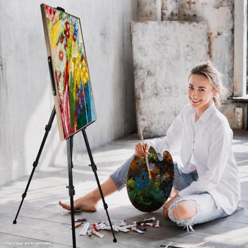 Art Painting Display Artist Easel Stand,Ns Jymb Portable Metal Adjustable Easels for Painting Canvases Height from 17 to 66 Inch - Carry Bag for Table-Top/Floor Displaying and Wedding Signs - Black - style: 66Black 1pack