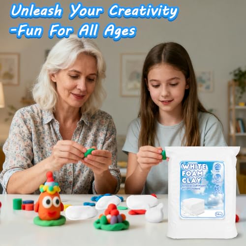 RAINFLOW White Foam Clay - Moldable Cosplay Foam Clay,Soft Squishy Molding,Perfect for Arts and Crafts Projects,Creative Art Supplies with Sculpting Tools