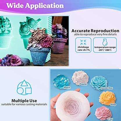 Bundle Set of 16OZ Epoxy Resin Molds Silicone Kit and 15A Silicone Mold Making Kit