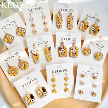 KEOKER Dessert & Bread Polymer Clay Molds & Charcuterie Boards Clay Cutters, Clay Silicone Molds, 6 Shapes Polymer Clay Cutters, 12pcs Earring Molds for Polymer Clay, Polymer Clay Molds for Jewelry - color: B Color