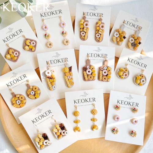 KEOKER 12pcs Polymer Clay Molds, Dessert & Bread Silicone Molds, Earring Molds - color: A Color