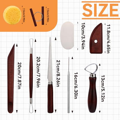 Pottery Tools Kit, Clay Tools Set, Ceramic Tool Kit, Pottery Tools and Supplies with Clay Cutting, Modeling, Trimming Tools for Smoothing, Cleaning, Carving - color: Red