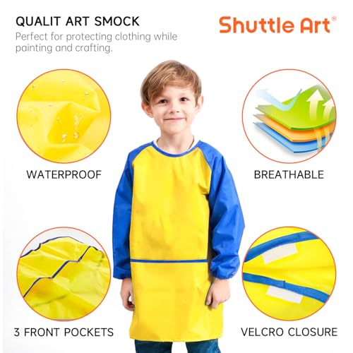 69 Pack Kids Paint Set, Shuttle Art Art Set for Kids with 30 Colors Acrylic Paint, Wood Easel, Canvas, Painting Pad, Brushes, Palette and Smock, Complete Paint Set for Boys and Girls(package may very)