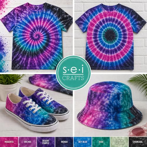 SEI 8 Pack Galaxy Tie Dye Spray Kit, Tye Dye Kits for Large Groups, Pre-Mixed Water Based Fabric Dye, Spray Bottle Included, Spray Paint for Clothes - color: Galaxy 8 Pack
