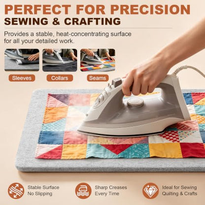 17" X 24" and 10" X 10" Wool Pressing Mat 100% New Zealand Felted Wool Ironing Mat Pad Quilting Wooly Felted Iron Board for Quilter, Sewing, Quilting Supplies - size: 17" x 24" + 10" x 10"