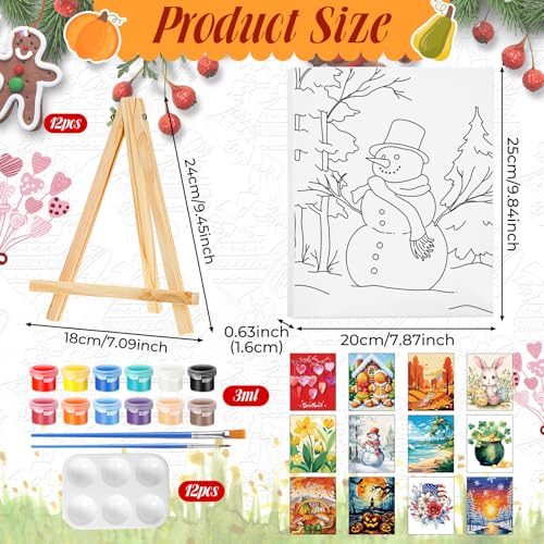 Zhanmai 72 Pcs 12 Sets Sip and Paint Kit Pre Drawn Canvas for Painting 8" x 10" Paint Party Canvas Painting Pre Printed Canvases for Party Favor DIY Virtual Adult's Date Night(Classic Style) - style: Classic Style