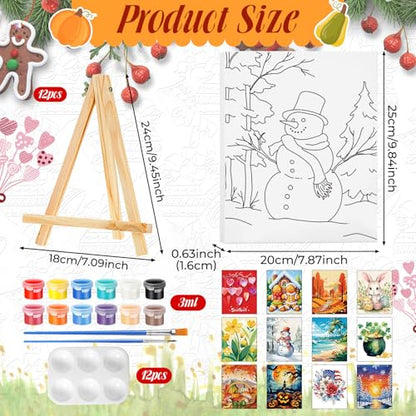 Zhanmai 72 Pcs 12 Sets Sip and Paint Kit Pre Drawn Canvas for Painting 8" x 10" Paint Party Canvas Painting Pre Printed Canvases for Party Favor DIY Virtual Adult's Date Night(Classic Style) - style: Classic Style