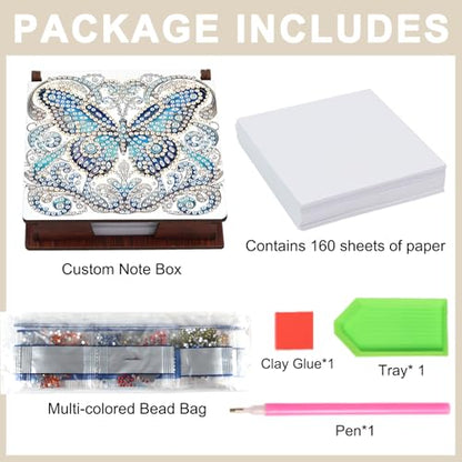 Diamond Painting Kit memo Box, Diamonds Art DIY Butterfly Patterns Sticky Note Box Special Shape Drill, with 160 Sticky Note, Ideal for Home Office Supplies, Handicrafts, Holiday Gifts - color: Butterfly