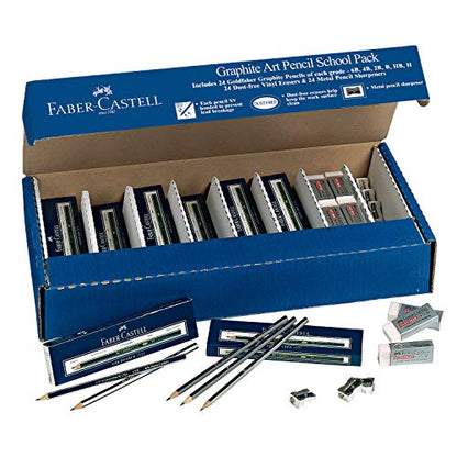 Faber-Castell Creative Studio Graphite Art Pencil School Pack | Back to School Supplies | Teachers Favorite |144 Graphite Pencils - 24 Pencil Sharpeners - 24 Pencil Eraser