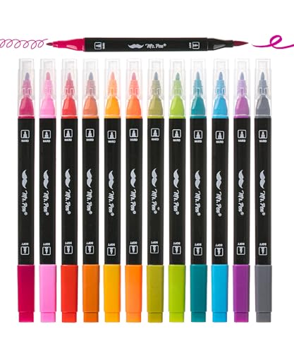 Mr. Pen- Dual Tip Brush Pens, 12 pcs, Vibrant Colors | Brush and Fine Tip Marker, Dual Tip Markers, Art Markers for Adults