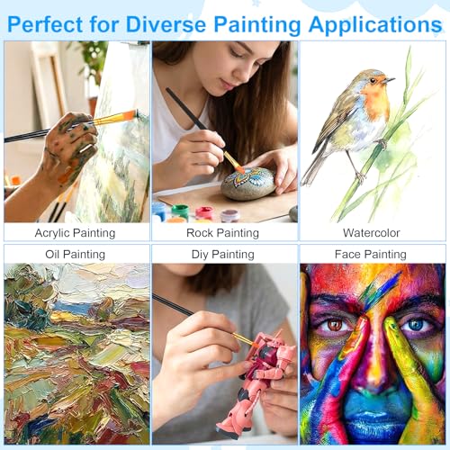 Acrylic Paint Brushes Set, 30 Pcs (3×10 Pack) Nylon Hair Artist Paint Brushes for Acrylic, Watercolor & Oil, Fine Detailing for Canvas, Rock & Nail Art (Black) - color: Black