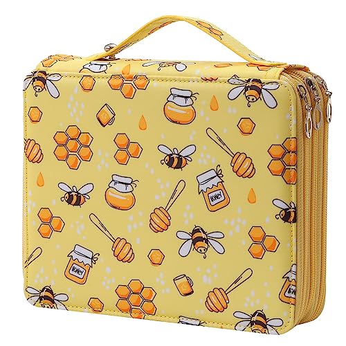 Portable Colored Printing Pattern Pencil Case Holds 120 pcs Pencils Bag Organizer with Handy Wrap Portable- Multilayer Holder for Watercolor Pens or Markers, Pencil Case Organizer for Artist - color: Bee, size: 120