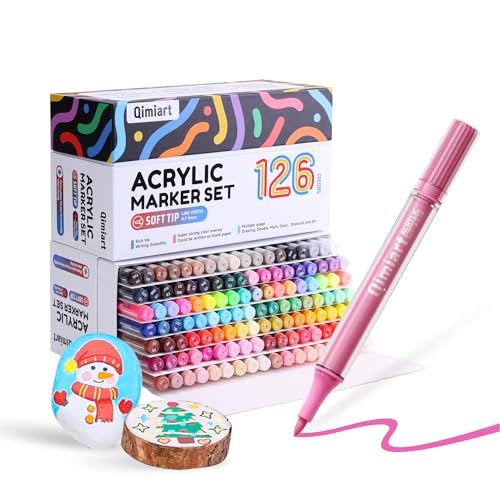 languo 126 Colors Acrylic Paint Markers, Soft Brush Tip Paint Pens Set for Drawing, Wood, Stone, Canvas, Glass, Rock Painting, DIY Crafts and Art Supplies