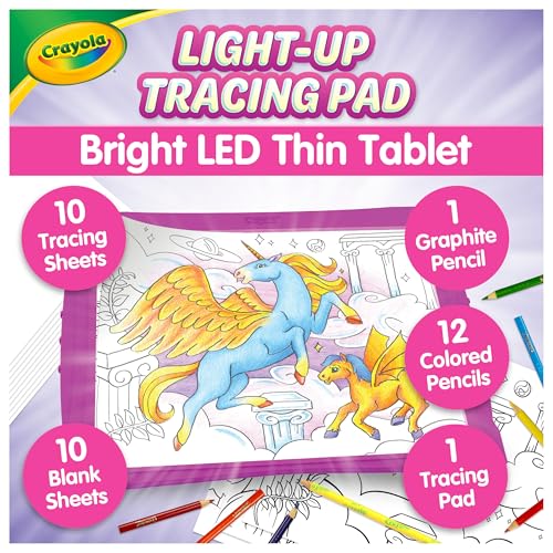 Crayola Light Up Tracing Pad Pink, Best Birthday Gifts for Girls & Boys, 6, 7, 8 Year Olds, Kids Toys, Light Box Art Kit for Kids [Amazon Exclusive] - style: Pink