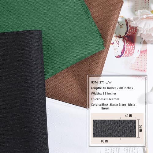 Canvas Fabric, 60" Wide Medium Weight 8 oz Duck Fabric for Quilting, Sewing, Crafts, Painting, Drop Cloths (Black) - color: Black, size: 60''x80''