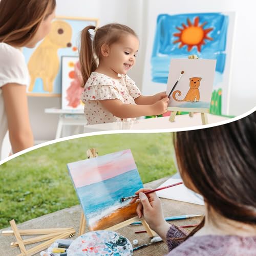 Conda 9 Pack 9 Inch Mini Wooden Display Easels, A-Shaped Mini Easel Stand for Small Painting, Painting Party Easel for DIY Crafts, Photos, Gift, Decoration - style: 9 Pcs