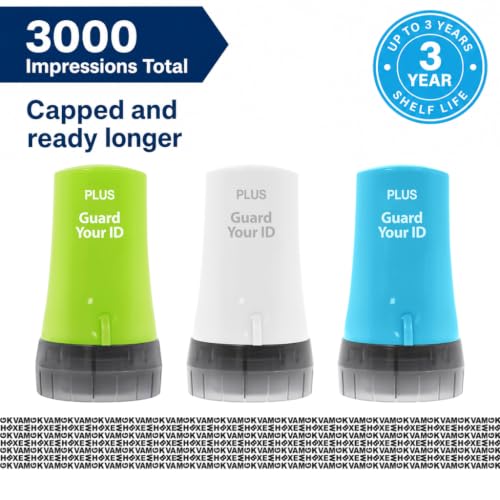 Guard Your ID Advanced Roller 3-Pack — Identity Theft Protection Stamp, Privacy Roller for Mail, Documents & Labels, Shredder Alternative, 1,000 Impressions per Roller (Turquoise, Green, White) - color: Xtra Mixed: Turquoise Green White, size: Regular 3-P