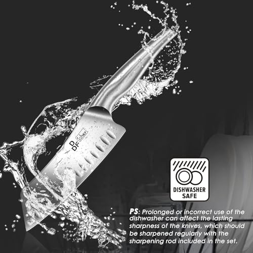 DDF iohEF Kitchen Knife Set with Block, 16 PCS Knife Sets for Kitchen with Block Japanese Stainless Steel, Ultra Sharp Chef Knife Set with Sharpener - color: 16PCS Kitchen Knives
