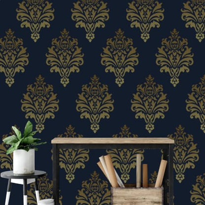 Damask Stencils for Walls 12inch Corner Border Stencil Large Texture Stencils Mixed Medium Layering Templates for Painting on Walls Furniture Canvas Fabric - style: Damask