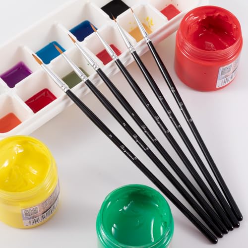 6pcs Script Liner Brushes, Extra Fine Long Tip Paintbrush Sets, Pinstriping Outlining Nails Art Painting Tools for Acrylic Gouache Watercolor- Black