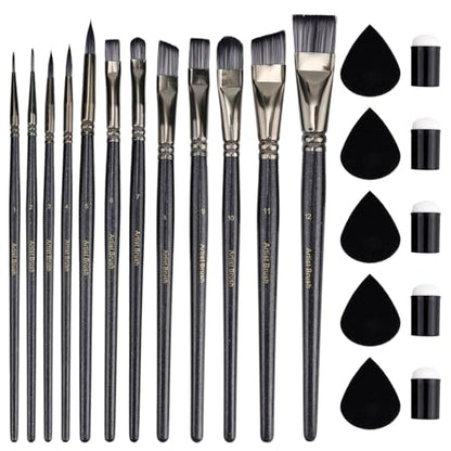 22pcs Face Painting Brushes and Sponges Set, Professional Face Paint Tools Multiuse Paintbrush Sets for Acrylic Oil Watercolor Tempera Painting Festivals Parties Body Art & DIY Crafts