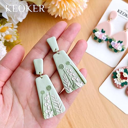 Keoker 15 Organic Shape Clay Cutters for Polymer Clay Jewelry, Polymer Clay Cutters for Clay Earrings Jewerlry Making (All) - color: ALL