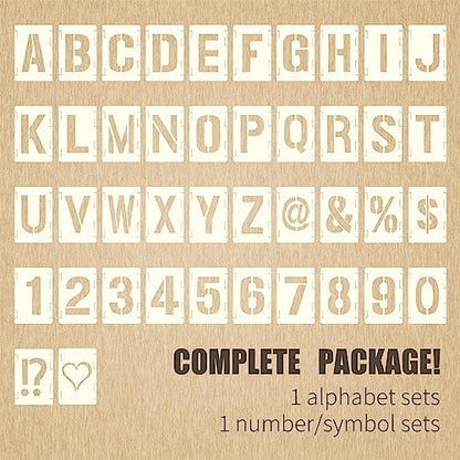 42pcs Traceable Interlocking Stencil Template Set, 8 Inch Reusable Letter Stencils for Painting, Alphabet Numbers and Symbols for Bullet Journal Canvas Rock Sign Wall Art Fabric Chalkboard - style: 8 Inch