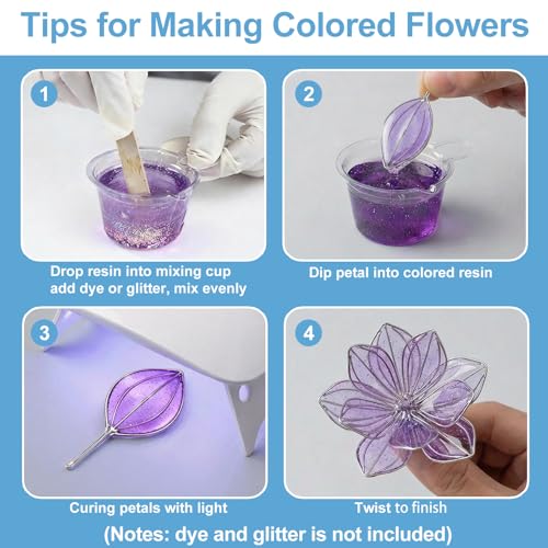 25PCS UV Dip Resin Kit for Wire Flowers Jewelry, 100g UV Dip Resin with Light Set, Crystal Clear Fast Curing Resin, Silicone Mat, UV Dip Epoxy Resin Jewelry Making Kit Supplies, DIY Art Crafts
