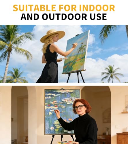 Art Painting Artist Easel Stand, Portable Adjustable Easels with Carry Bag,Tripod Display Easel Height from 17 to 63 Inch for Table-Top/Floor Displaying and Wedding Signs, Black