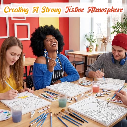 Sherr 285 Pcs 30 Sets Sip and Paint Kit for Adults, Pre Drawn Canvas Kit for Painting Acrylic Painting Favor Bulk for DIY Birthday Gifts Adult Date Night Party Suppliers(Beautiful Scenery) - style: Beautiful Scenery