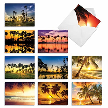 The Best Card Company - Box of 10 All Occasion Cards Blank (4 x 5.12 Inch) - Scenic Landscape Cards Assorted - Palm Beaches M6457OCB-NB - style: Palm Beaches