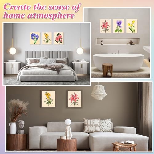 COCHIE 6 Pack 8x10 Inches Flower Pre Drawn Canvas to Paint for Sip and Paint Party, Pre Printed Framed Canvases Set, Floral Tulip Violet Pre Sketched Canvas for Painting for Adults Kids - style: Flower