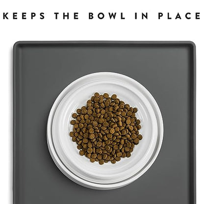 CatGuru Cat Food Mat, Small & Large Feeding Mats, 100% Waterproof Silicone Pet Placemat, Non-Slip Cat Food and Water Bowl or Water Fountain (Small, Carbon) - color: Carbon, size: S: 19" x 11"