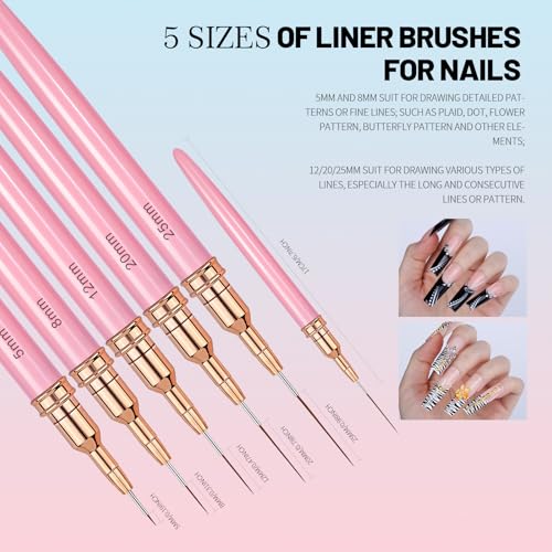 FANDAMEI Nail Art Tools, Nail Art Brushes With Nail Stand, Nail Design Tools, Nail Brushes For Nail Art, Nail Art Kit, Nail Holder For Painting Nails, Nail Liner Brushes, Nail Dotting Tool, Nail Tools
