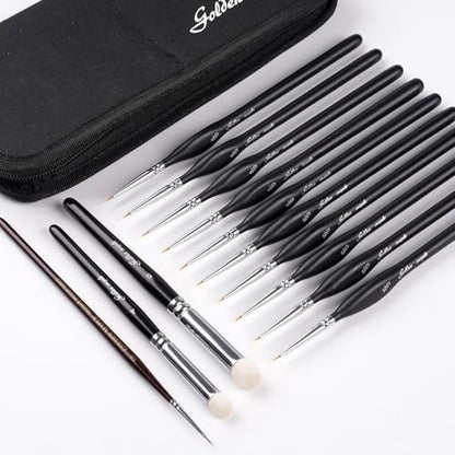 Detailing Brush Set - Golden Maple 13pcs Miniature Paint Brushes and Dry Brush Set for Fine Detail Paint, Acrylic Painting, Watercolor, Oil, Models