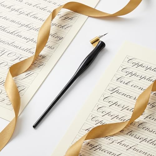 OSALADI Calligraphy Featuring Matte Removable Flange and Treatment Surface 4pcs Dip Pen Nib Holder Set with Resin Aluminum Alloy Ergonomic Oblique Nib Pen Handle for English Writing