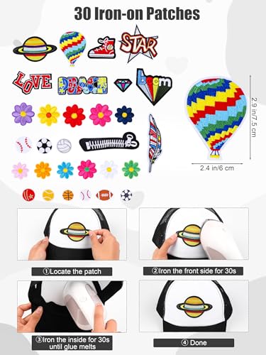 Aneco DIY Blank Trucker Hats Kit Adjustable Baseball Caps | Embroidered Patches, Paint Tools Included, Craft Kit, Sports Events, Group Activity, Party Favor - color: Black