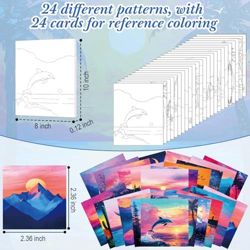 Sherr 24 Pcs Pre Drawn Canvas for Painting Adult Pre Printed Canvas Bulk Sip and Paint Kit Stretched Panels Paint Set for Theme Valentine Painting Night Party Favor(Multiple Sceneries,8 x 10 Inch) - size: 8 x 10 Inch, style: Multiple Sceneries