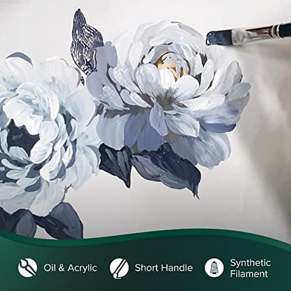 Silver Brush Limited 2502S Ruby Satin Bright Brush for Fluid and Flow Acrylics, Size 4, Short Handle - size: Size 4