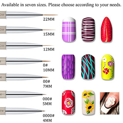 Beaute Galleria 1 Piece Kolinsky Sable Nail Art Liner Striping Brush, for Thin Fine Line Drawing, Detail Painting, Striping, Blending, One Stroke, Acrylic Nail Art Brush (Size: 0000#) - size: Liner (4mm)