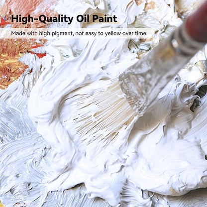 Paul Rubens Titanium White Oil Paint, 3 * 50ml Oil Colors with High Saturation, Large Capacity Tubes, Faster Drying Time with Creamy Texture and Consistency for Artists, Students, Beginners - color: White