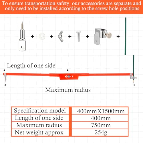 Sabary 15.7 Inch Professional Large Compass with Pencil Holder Woodworking Compass Pencil Marking Carpenters Geometry Tool Circle Maker for Geometry Drafting Art Drawing Circles - size: Large
