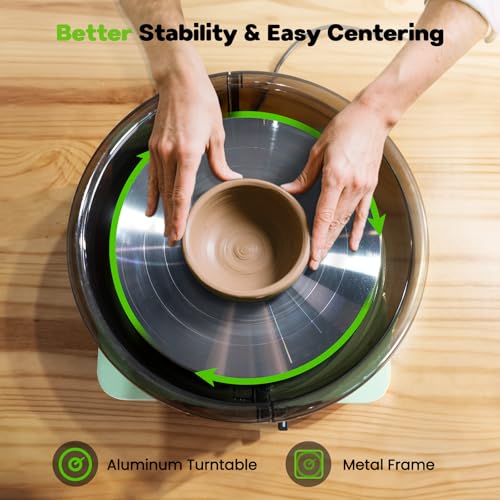 Alldeer 11-inch Pottery Wheel, 350W Electric Ceramic Forming Machine with Detachable Basin, 0-300RPM Foot Pedal Control, 19PCS Complete Clay Tool Kit for Professional Potters and Adult Crafters - size: 11inch