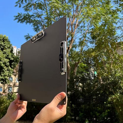 Ledge size A3 8K Super Hard&Portable Carbon Fiber Clipboard with Hook&Pen holder,Strong Low Profile Clip,Dry carbon clip board,Writing board (17.6*12.6*0.06inch+3*304 Stainless Steel Clips+2*Straps) - color: 304 Stainless Steel Clip, size: 17.6*12.6*0.06i