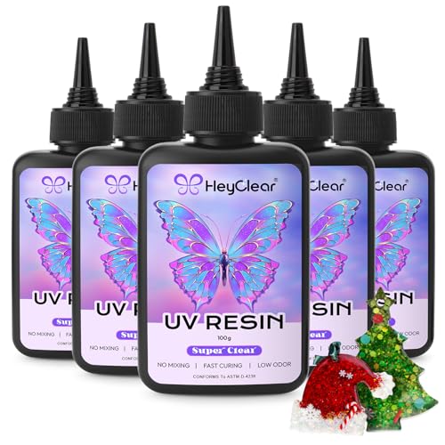 HeyClear 500g UV Resin Kit Crystal Clear, Hard UV Resin Fast Curing for DIY Crafts，Beginners Jewelry Making, Keychain Making and Resin Art - size: 500g