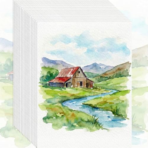 82 Sheets 5x7 Watercolor Paper Bulk, 110 lb/230 GSM Cold Press Paper White Water Color Paper for Kids Child Adults Artists Drawing Wedding Gift Cards for Drawing Painting Markers Gouache Watercolors