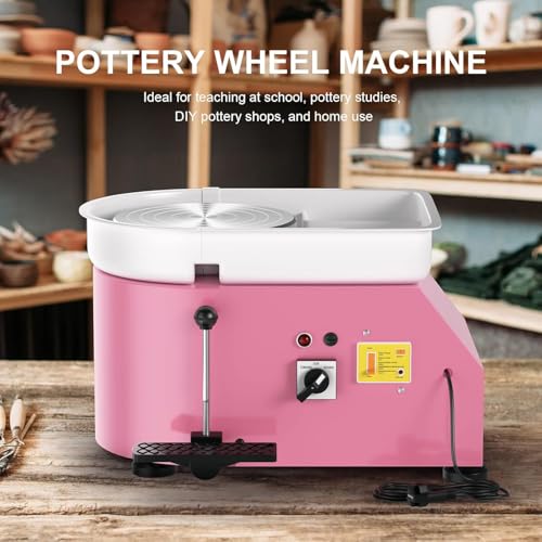 Pottery Wheel Pottery Forming Machine 25CM 350W Electric Pottery Wheel with Foot Pedal DIY Clay Tool Ceramic Machine Work Clay Art Craft (Pink) - color: pink