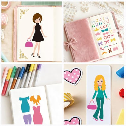 12 Sheets Fashion Cartoon Doll Painting Stencil, 12 Styles DIY Clothing Overlay Drawing Templates Pop Art Fashion Plastic Art Templates for Painting on Wall Wood Home Decor - style: Cartoon Doll