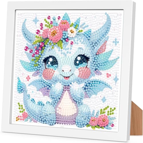 Arttoplus Dragon Diamond Art Kits for Kids 4-6-8-12 with Frame-Animal Diamond Painting Kits for Kids with Frame,Dragon Gem Art Kits for Kid for Gift Home Wall Decoration(7x7inch) - color: CC739-US