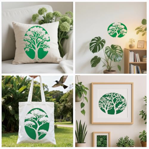 6 Sheets Tree Stencils for Painting, 9 Styles Reusable Natural Plants Drawing Template Reusable Art Templates for Painting on Canvas Wood Wall Home Decor - style: Trees